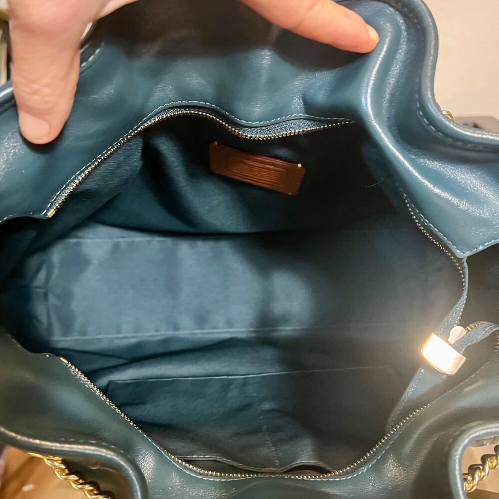 Stunning!!  NEW!!! Coach Evelyn Large Quilted Leather Shoulder Bag in Deep Teal! - Picture 11 of 16